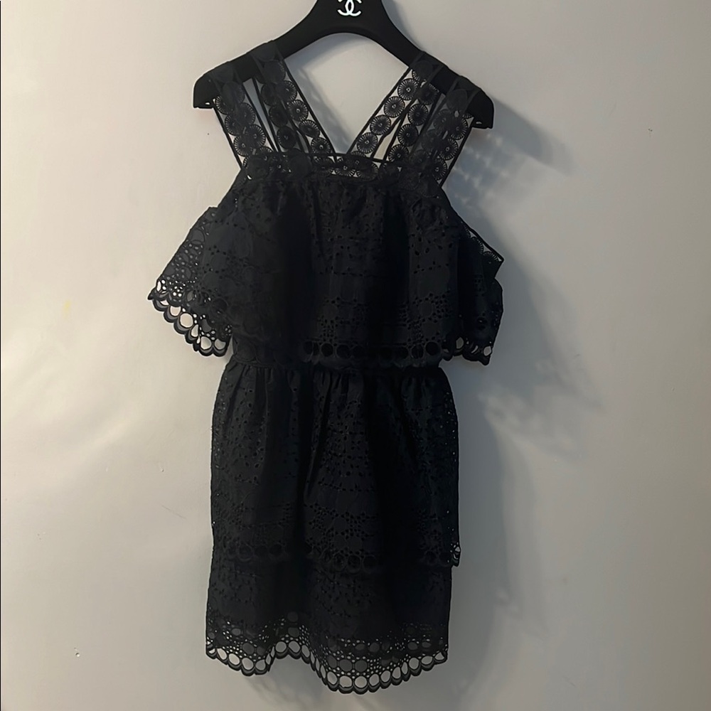 Self-Portrait Black Ruffled Halter Sundress